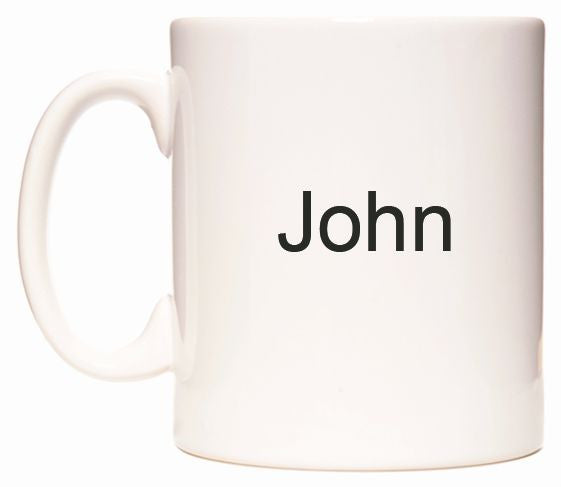 This mug features John