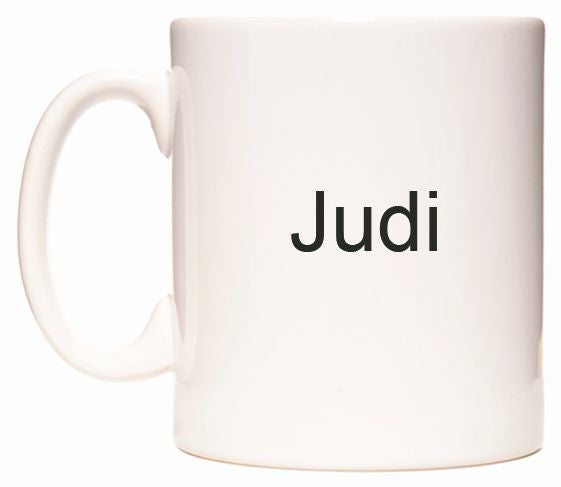 This mug features Judi