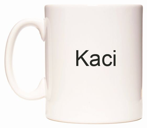This mug features Kaci