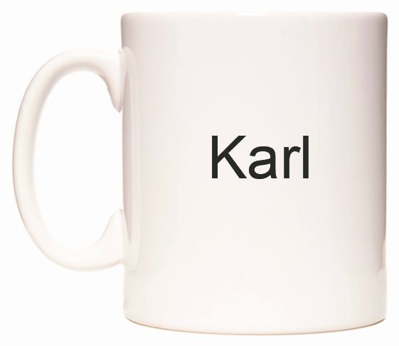 This mug features Karl