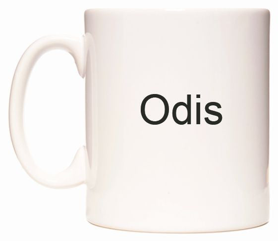 This mug features Odis