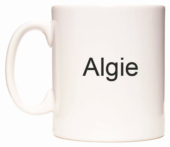 This mug features Algie