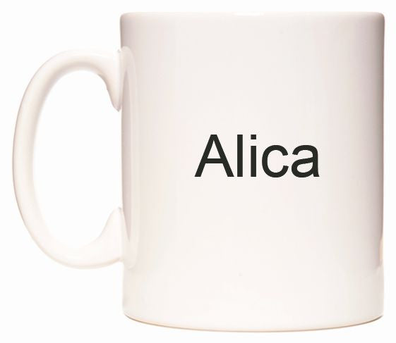 This mug features Alica