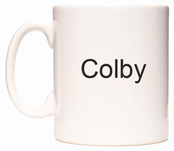 This mug features Colby