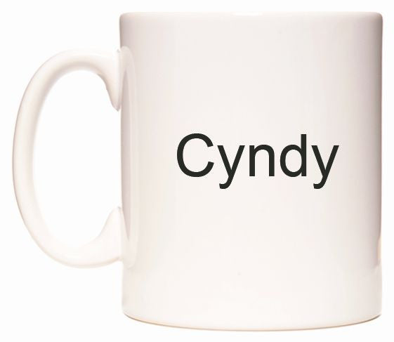 This mug features Cyndy