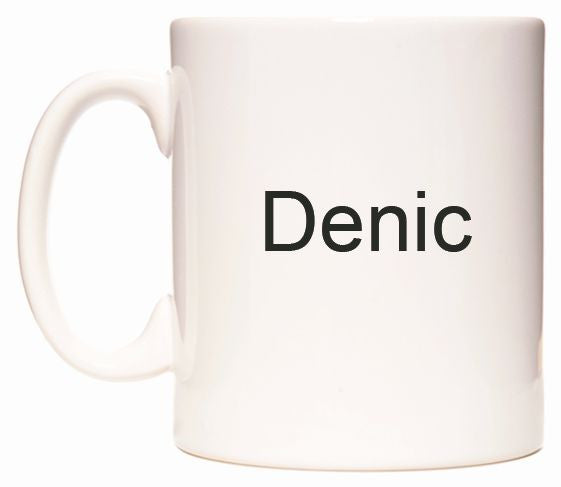 This mug features Denic