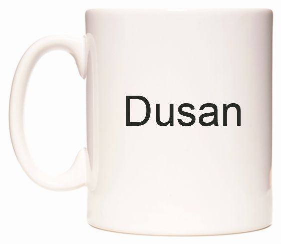 This mug features Dusan