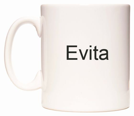 This mug features Evita