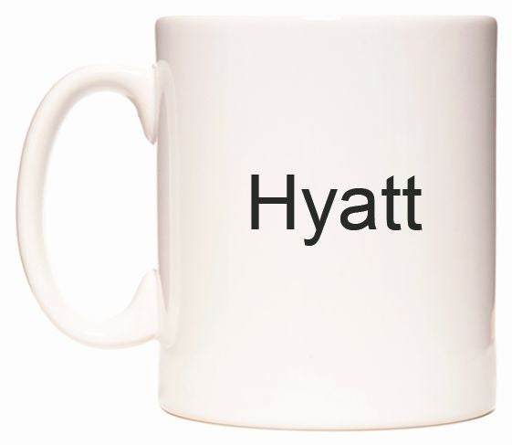 This mug features Hyatt