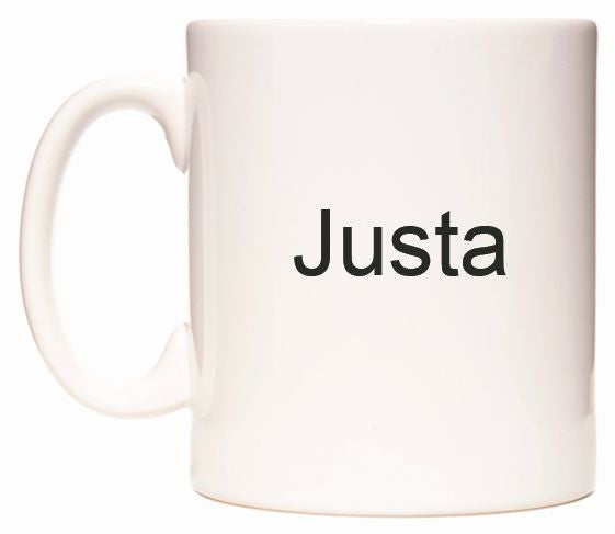 This mug features Justa