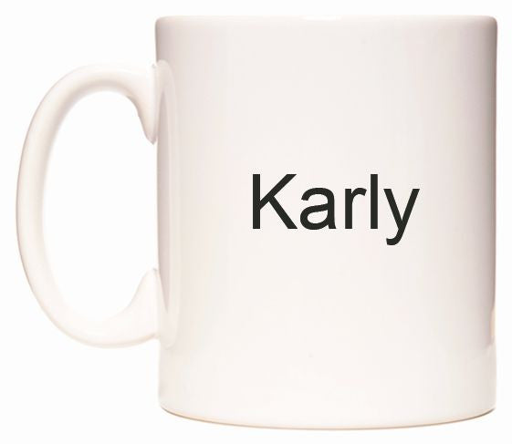 This mug features Karly