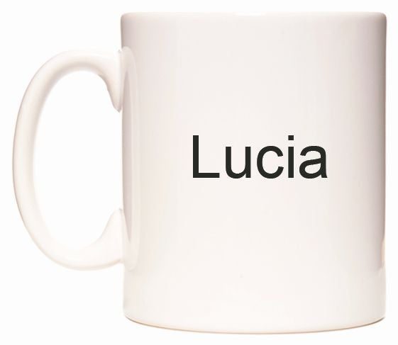 This mug features Lucia