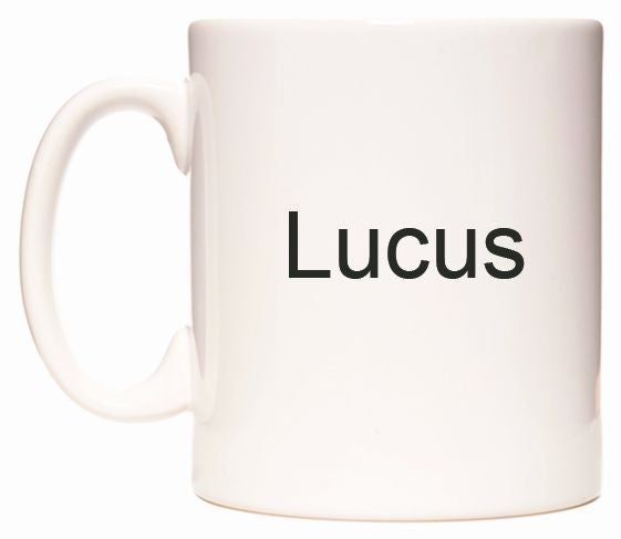 This mug features Lucus