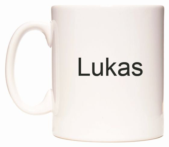 This mug features Lukas