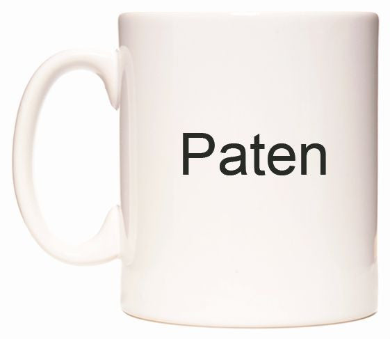 This mug features Paten