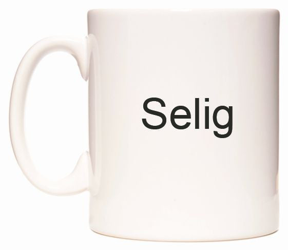 This mug features Selig