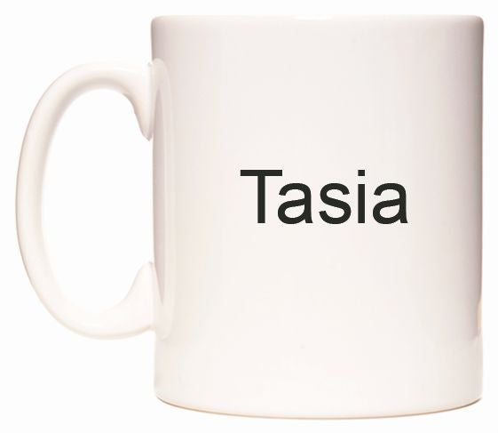 This mug features Tasia