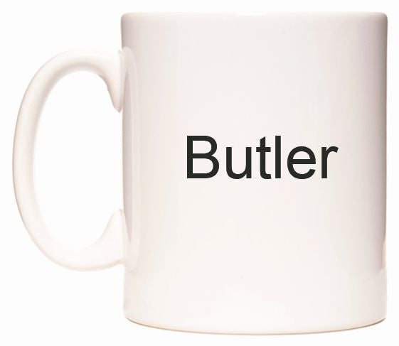 This mug features Butler