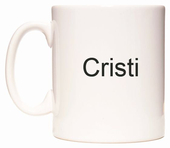 This mug features Cristi