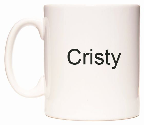 This mug features Cristy