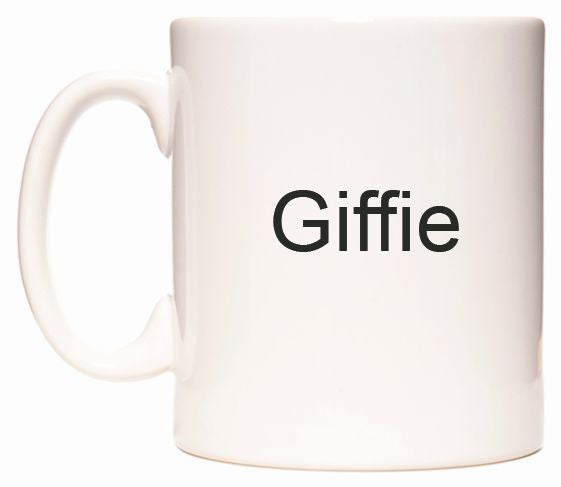 This mug features Giffie