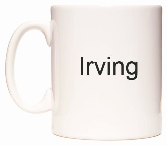 This mug features Irving