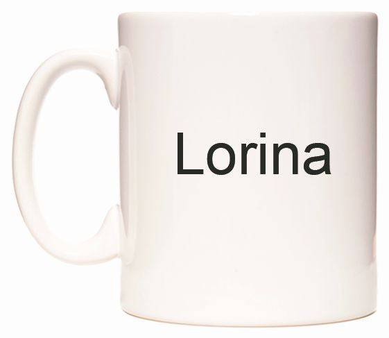 This mug features Lorina