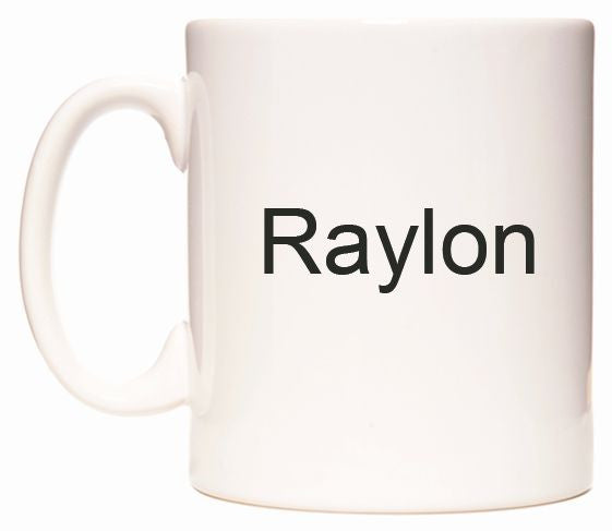 This mug features Raylon