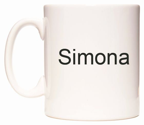 This mug features Simona