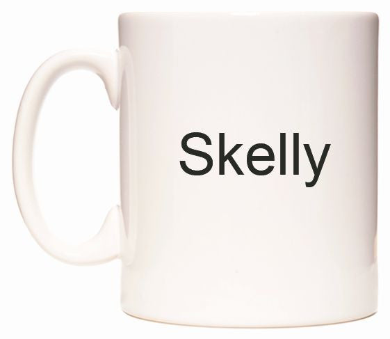 This mug features Skelly