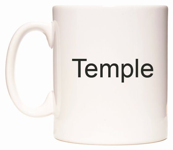 This mug features Temple