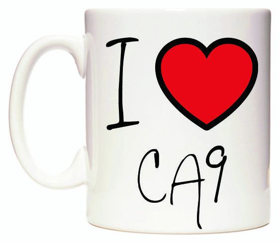 This mug features I Love CA9