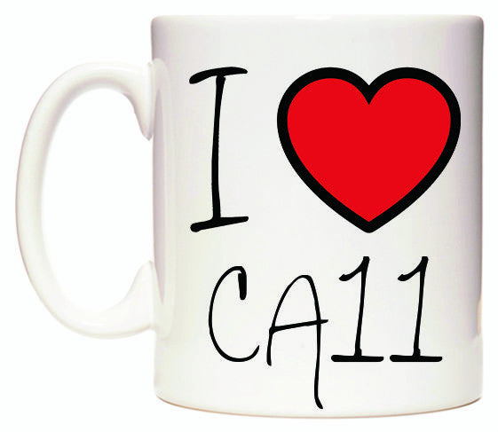 This mug features I Love CA11