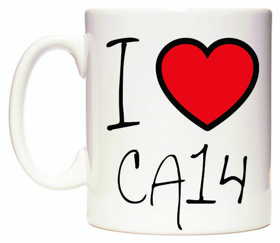 This mug features I Love CA14