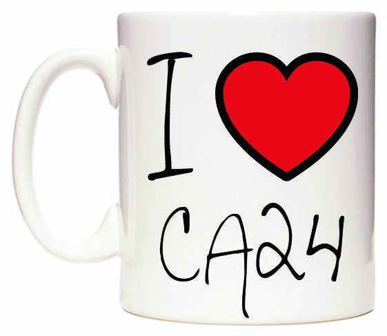 This mug features I Love CA24