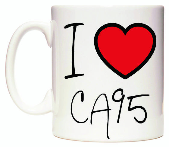 This mug features I Love CA95