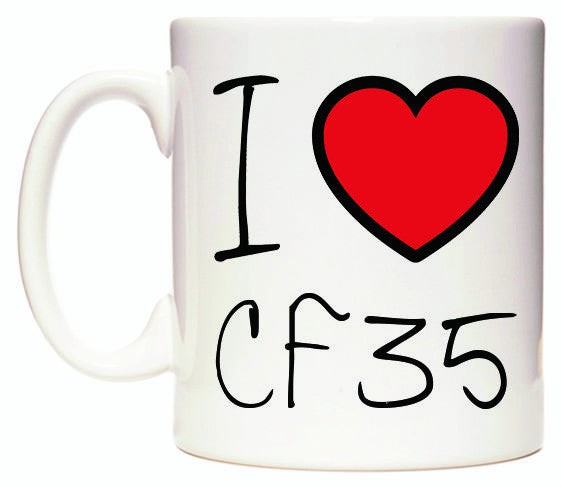 This mug features I Love CF35