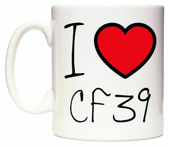 This mug features I Love CF39