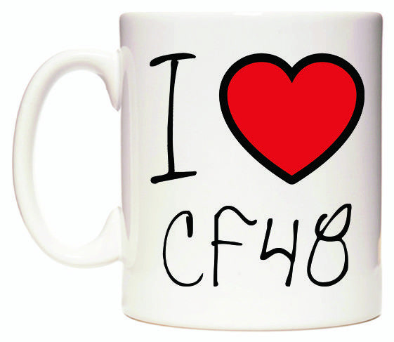 This mug features I Love CF48