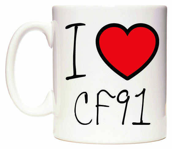 This mug features I Love CF91