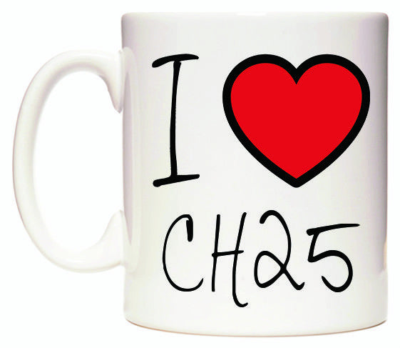 This mug features I Love CH25