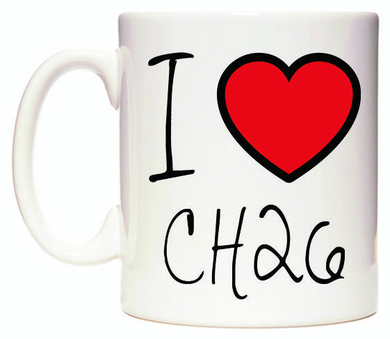 This mug features I Love CH26