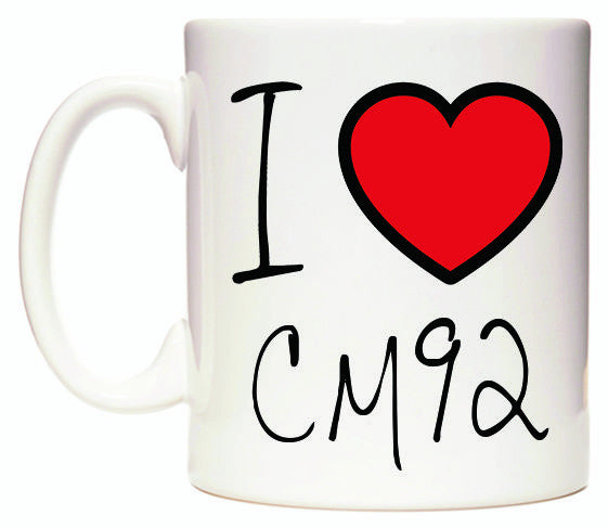 This mug features I Love CM92