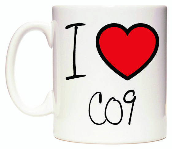 This mug features I Love CO9
