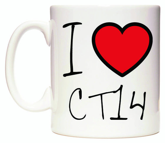 This mug features I Love CT14