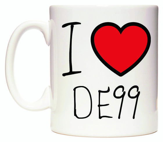 This mug features I Love DE99