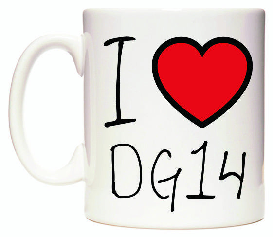 This mug features I Love DG14