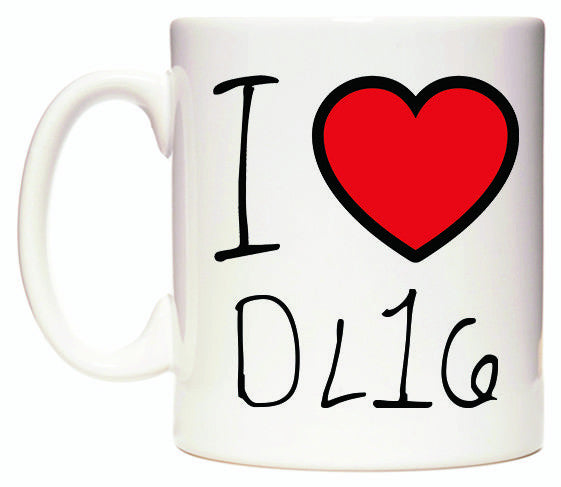 This mug features I Love DL16