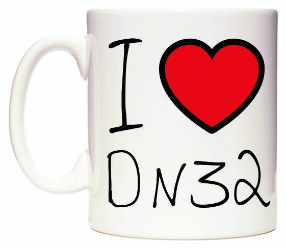 This mug features I Love DN32