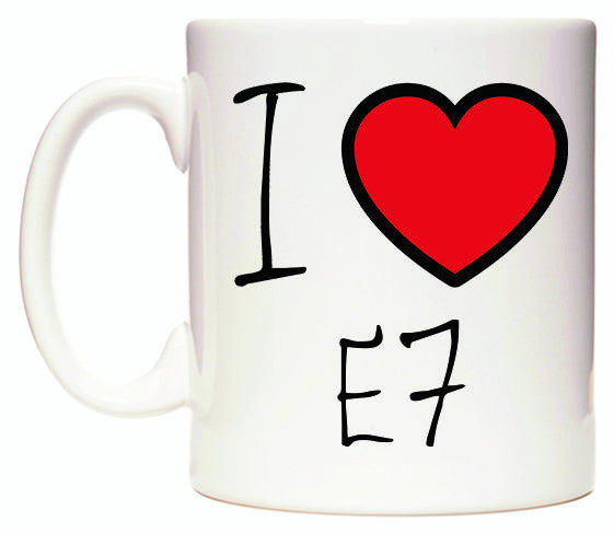 This mug features I Love E7